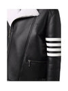 Shearling Perfecto Moto Leather Jacket - THOM BROWNE - BALAAN.