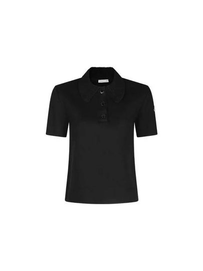 Wool Polo Shirt Black - MONCLER - BALAAN 2