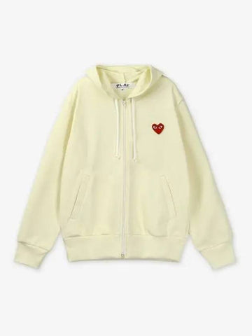 COMME DES GARCONS PLAY Red Heart Waffen Logo Zip up Hood Ivory AXT1720513 - COMME DES GARCONS PLAY - BALAAN 1