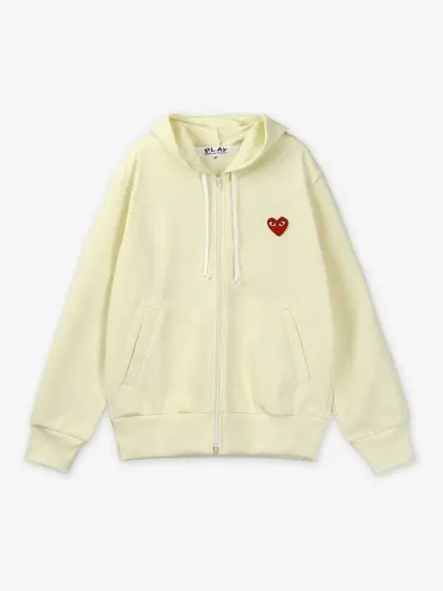 COMME DES GARCONS PLAY Red Heart Waffen Logo Zip up Hood Ivory AXT1720513 - COMME DES GARCONS PLAY - BALAAN 1