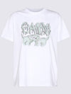 Logo Print Short Sleeve T-Shirt White - GANNI - BALAAN 3