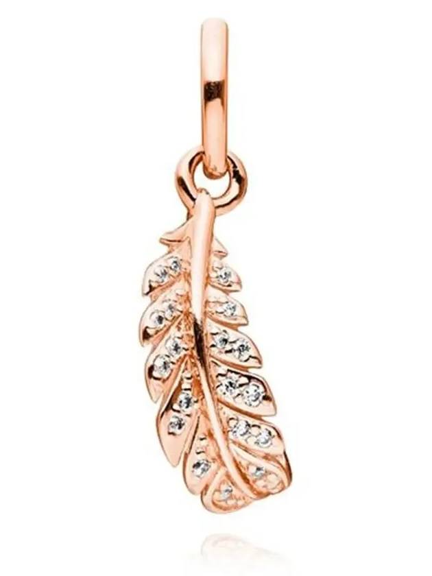 Floating Curved Feather Dangle Bracelet Charm Rose Gold - PANDORA - BALAAN 4