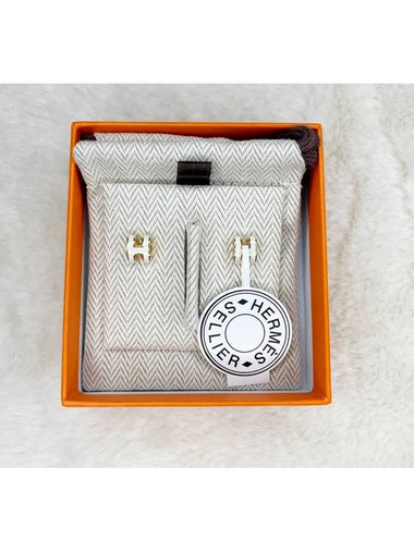 Mini PopAche Earrings Gold Hardware Blanc H608002F - HERMES - BALAAN 1