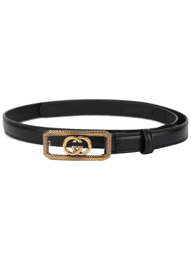 Interlocking G Buckle Thin Leather Belt Black - GUCCI - BALAAN 2