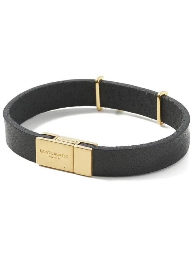 Monogram Opium Leather Bracelet Gold - SAINT LAURENT - BALAAN.