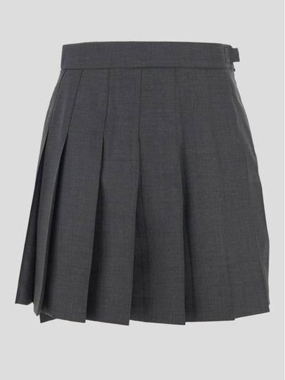 RMB Wool Mini Pleated Skirt Grey - THOM BROWNE - BALAAN 2