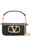 Gold Hardware V Logo Shoulder Bag Black - VALENTINO - BALAAN 2