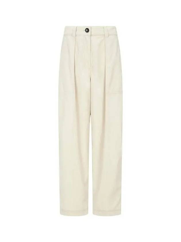 Women s logo patch loose fit corduroy pants beige 270299 - GIORGIO ARMANI - BALAAN 1