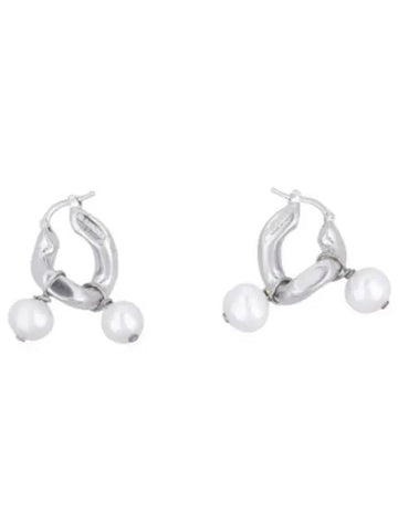 Freshwater pearl pendant hoop earrings silver - JIL SANDER - BALAAN 1