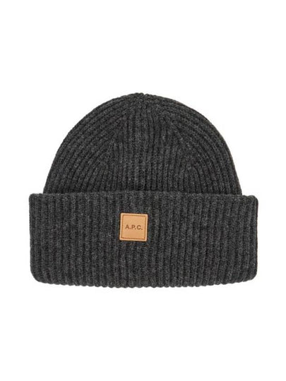 Logo Patch Wool Cashmere Beanie Charcoal Grey - A.P.C. - BALAAN 2