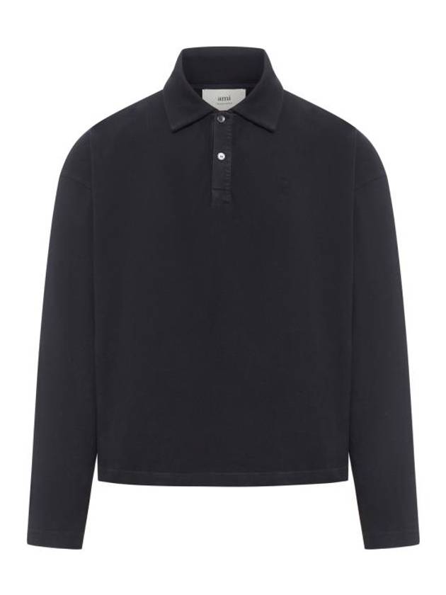 De Coeur Oganic Cotton Long Sleeve Polo Shirt Black - AMI - BALAAN 2