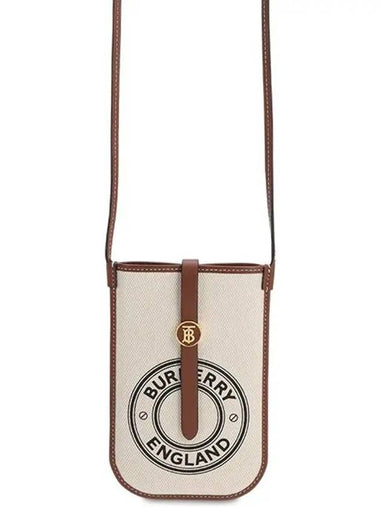 ANNE logo cotton and leather phone bag mini shoulder bag - BURBERRY - BALAAN 1