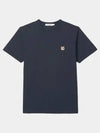 Men's Fox Patch Round Short Sleeve T-Shirt Navy AM00103KJ0008 NA - MAISON KITSUNE - BALAAN 1