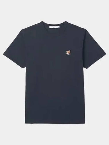 Men's Fox Patch Round Short Sleeve T-Shirt Navy AM00103KJ0008 NA - MAISON KITSUNE - BALAAN 1