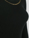 Gold Chain Detail Cashmere Long Sleeve Midi Dress Black - BOTTEGA VENETA - BALAAN 2