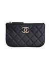 CC Logo Mini Caviar Leather Pouch Bag Black - CHANEL - BALAAN 1