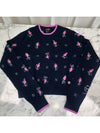 Flower CC Logo Cashmere Long Sleeve Pullover Knit Navy Blue 36 P73818 - CHANEL - BALAAN 1