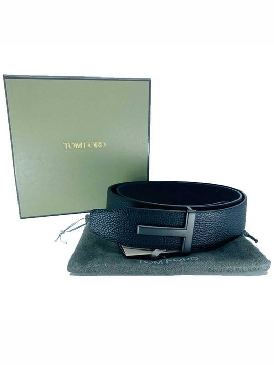 Men's Logo Reversible Leather Belt Black - TOM FORD - BALAAN 2