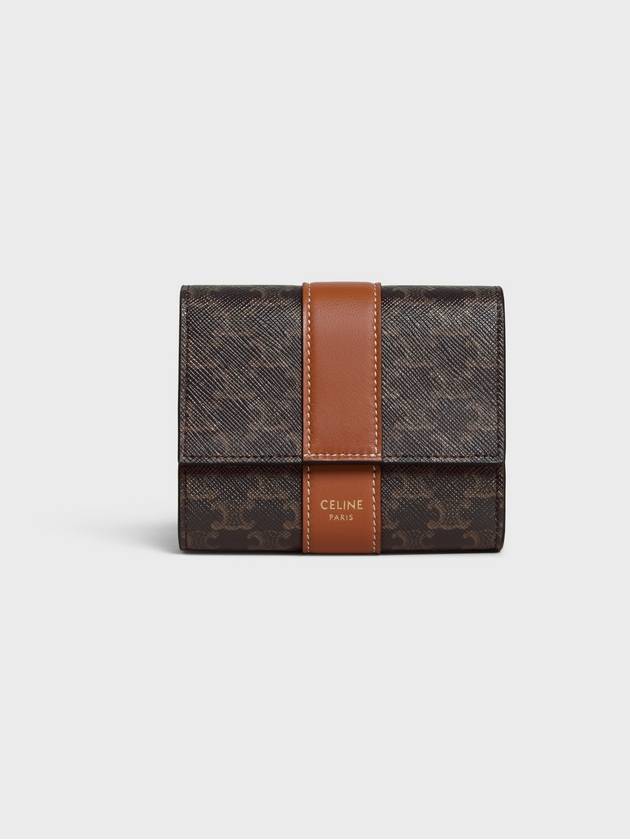 Triomphe Canvas Lambskin Trifold Small Half Wallet Tan - CELINE - BALAAN 2