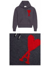 Big Heart Logo Wool Hoodie Grey - AMI - BALAAN 6