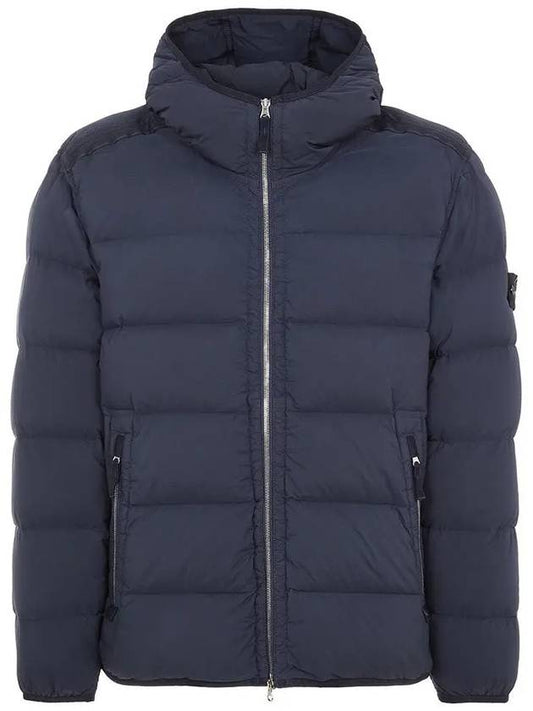 Seamless Logo Nylon Hooded Down Jacket Navy - STONE ISLAND - BALAAN 2