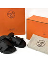 Hermes Chypre H Logo Calfskin Sandals Black - HERMES - BALAAN 11