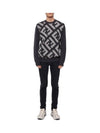 Monogram Jacquard Wool Crewneck Knit Top Grey - FENDI - BALAAN 4