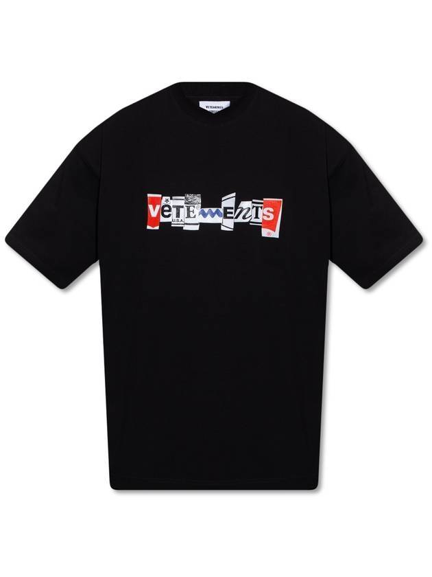 Collage Logo Printing Short Sleeve T-Shirt Black - VETEMENTS - BALAAN 1