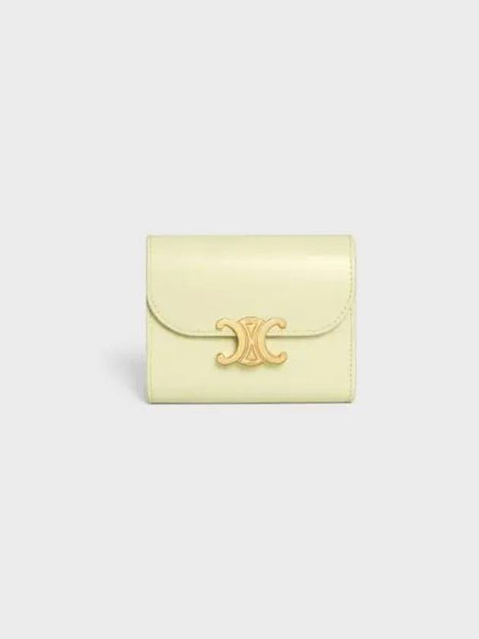 Shiny Triomphe Small Calfskin Half Wallet Light Yellow - CELINE - BALAAN 2