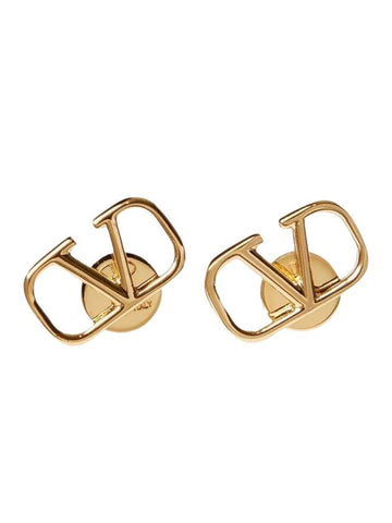 V Logo Signature Earrings Gold - VALENTINO - BALAAN 1