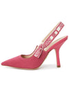 J'adior Cotton Embroidered Slingback Heels Pink - DIOR - BALAAN 4