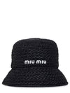 Woven Fabric Bucket Hat Black - MIU MIU - BALAAN 2