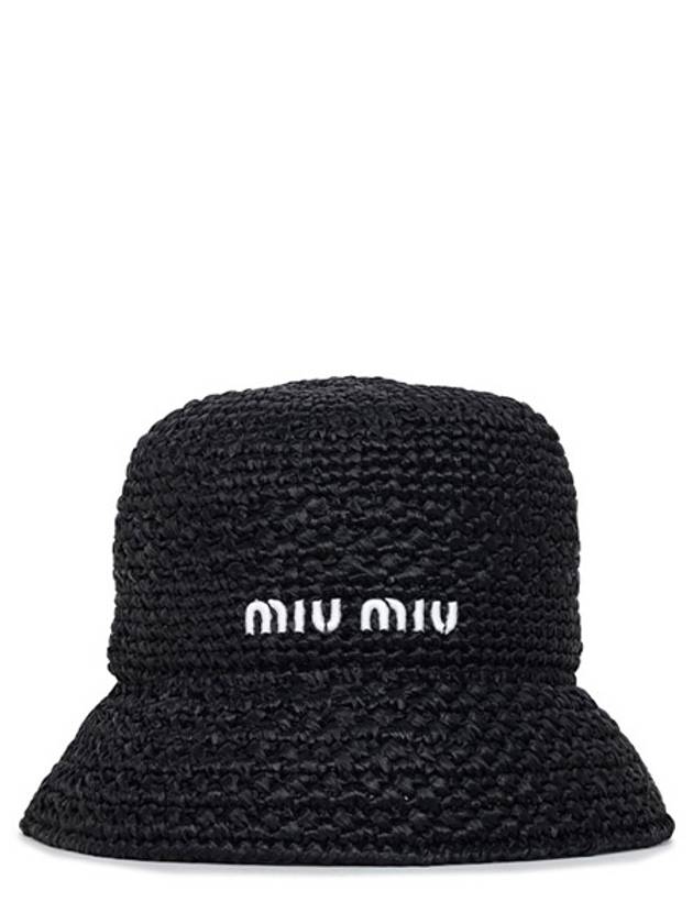 Woven Fabric Bucket Hat Black - MIU MIU - BALAAN 2