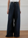 Heavy Chino One Tuck Wide Pants Navy - NOIRER FOR WOMEN - BALAAN 3
