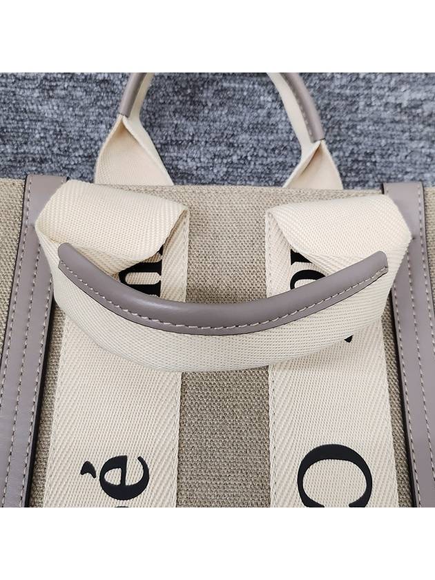 Woody Small Canvas Tote Bag Musk Grey - CHLOE - BALAAN 8