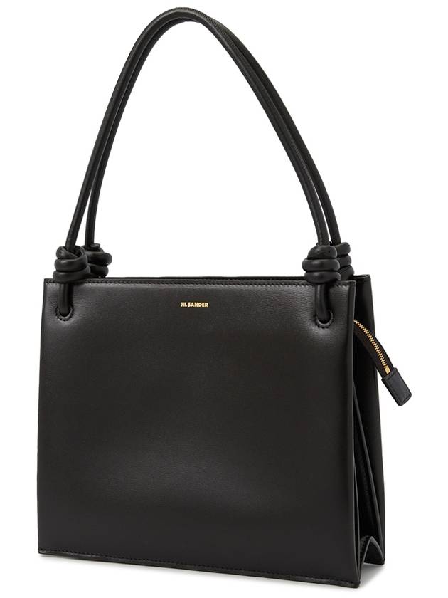 Logo Print Square Leather Tote Bag Black - JIL SANDER - BALAAN 3