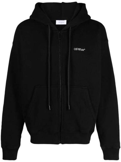 Arrow Print Cotton Zip-Up Hoodie Black - OFF WHITE - BALAAN 2