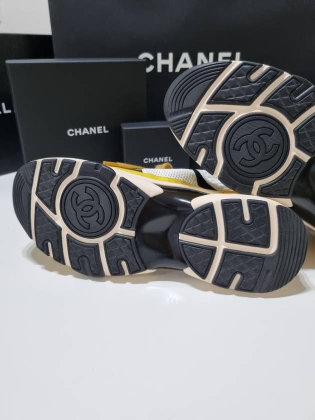 CC Logo Tennis Knit Suede Low Top Sneakers Yellow - CHANEL - BALAAN 8