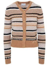 Striped Soft Wool Knit Cardigan Brown - GANNI - BALAAN 2