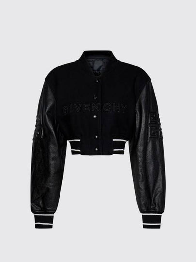 Embossed 4G Emblem Cropped Varsity Bomber Jacket Black - GIVENCHY - BALAAN 2