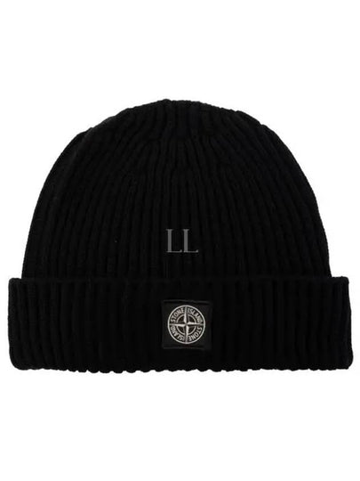 N22C3 Full Rib RWS Wool Beanie Black - STONE ISLAND - BALAAN 2