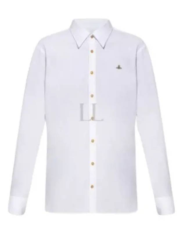 Men's Embroidered ORB Long Sleeve Shirt White - VIVIENNE WESTWOOD - BALAAN 2