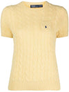 Polo Pony Cable Knit Top Yellow - POLO RALPH LAUREN - BALAAN 1