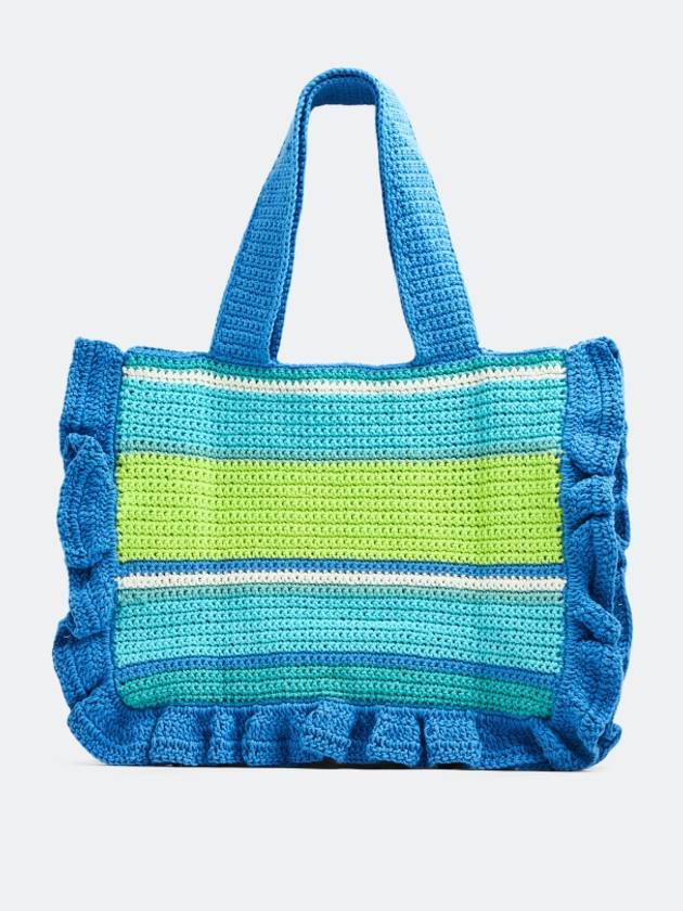 23SS Logo Crochet Frill Tote Bag Blue Women s - GANNI - BALAAN 3