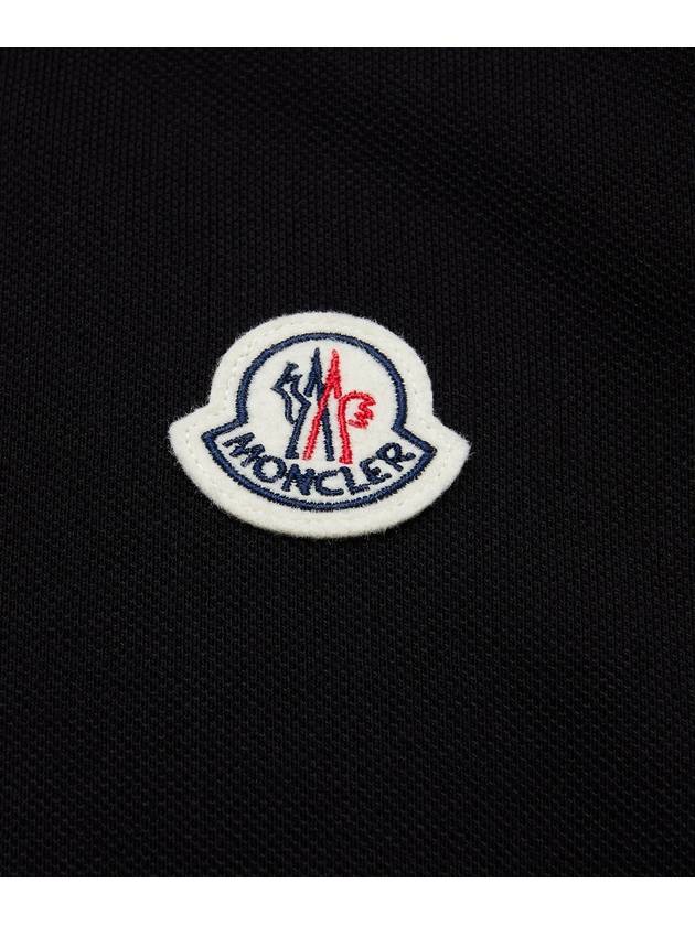 Stripe Trimming Logo Short Sleeve Polo Shirt Black - MONCLER - BALAAN 4