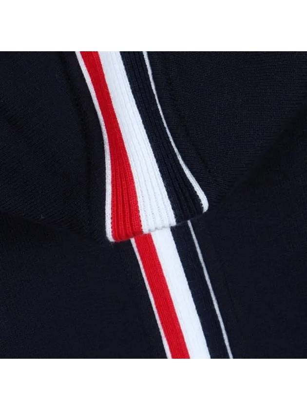 Center Back Stripe Cotton Zip Up Hoodie Navy - THOM BROWNE - BALAAN 5