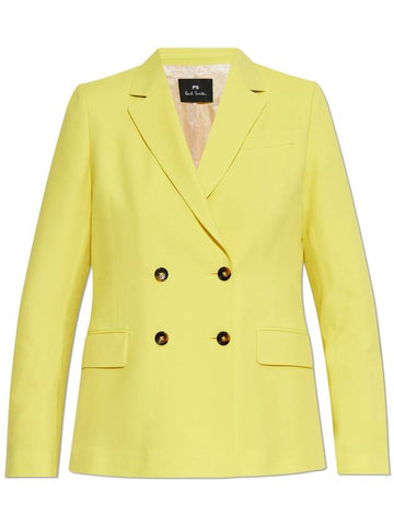 PS Paul Smith Double-breasted Blazer, Women's, Yellow - PAUL SMITH - BALAAN 1