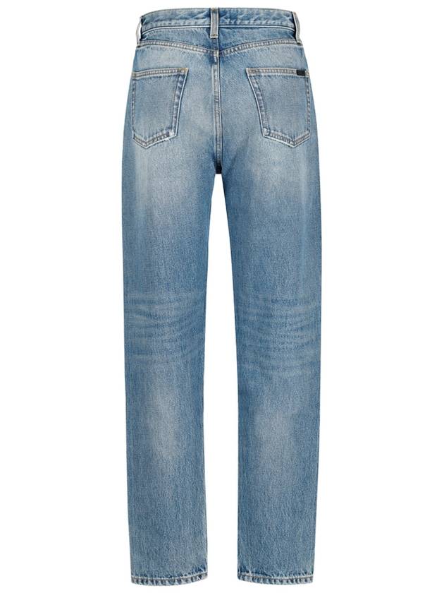 Slim Fit Denim Cotton Straight Jeans Blue - SAINT LAURENT - BALAAN 3