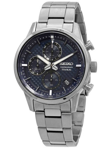 Seiko Chronograph Quartz Blue Dial Grey Titanium Men's Watch SSB387 - SEIKO - BALAAN 1