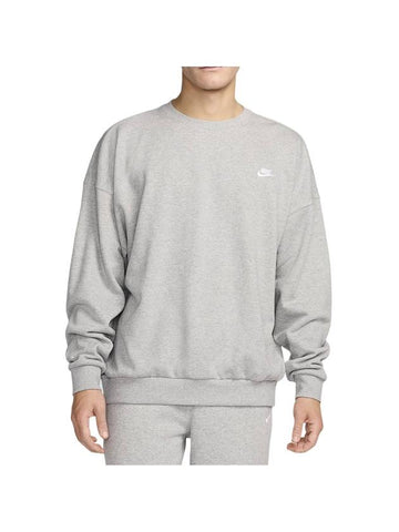 Club Fleece Oversized French Terry Crew Sweatshirt Grey - NIKE - BALAAN 1